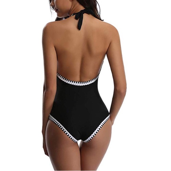 One piece black halter bathing suit - Picture 2 of 3